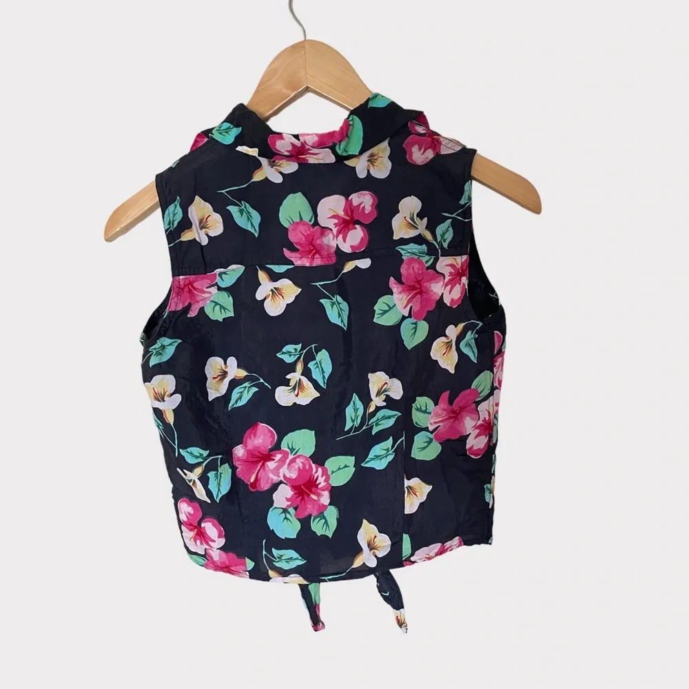 Vintage floral cropped button down tank top small - Picture 4 of 4